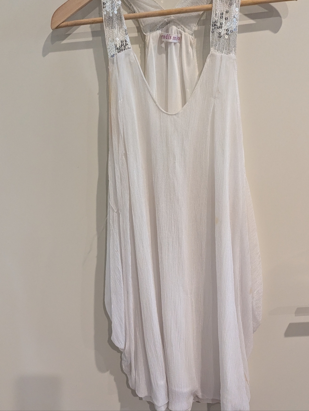 Paradis Miss White Chiffon Layered Dress with Embellished Straps